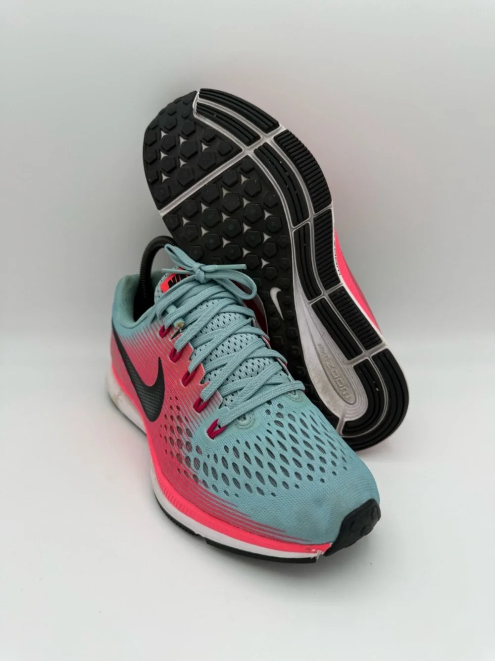 Women's Nike Air Zoom Pegasus 34 Mica Blue Racer Pink Running Sneakers Size 8‎